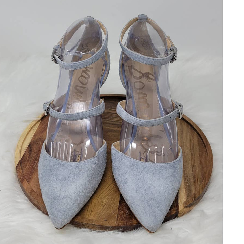 Sam Edelman Thea Double Strap D'Orsay Pointed Toe Gray 3" Pumps 10M